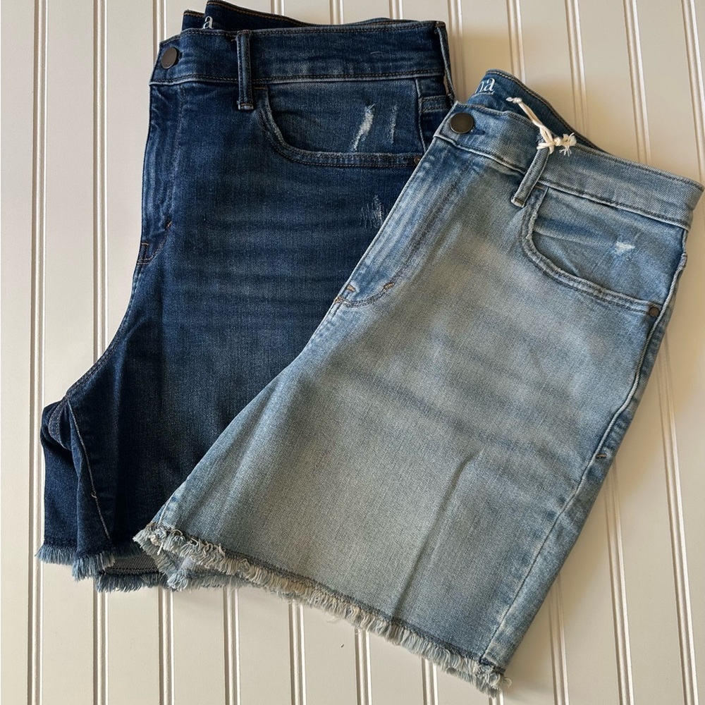 a.n.a a new approach Stylish Women's Denim Shorts - Dark Blue and Light Blue 14